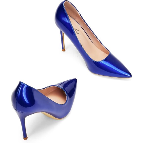 Women Royal Polyurethane (PU) Closed Pointed Toe Stiletto High Heel Shoes Pumps - Picture 4 of 9